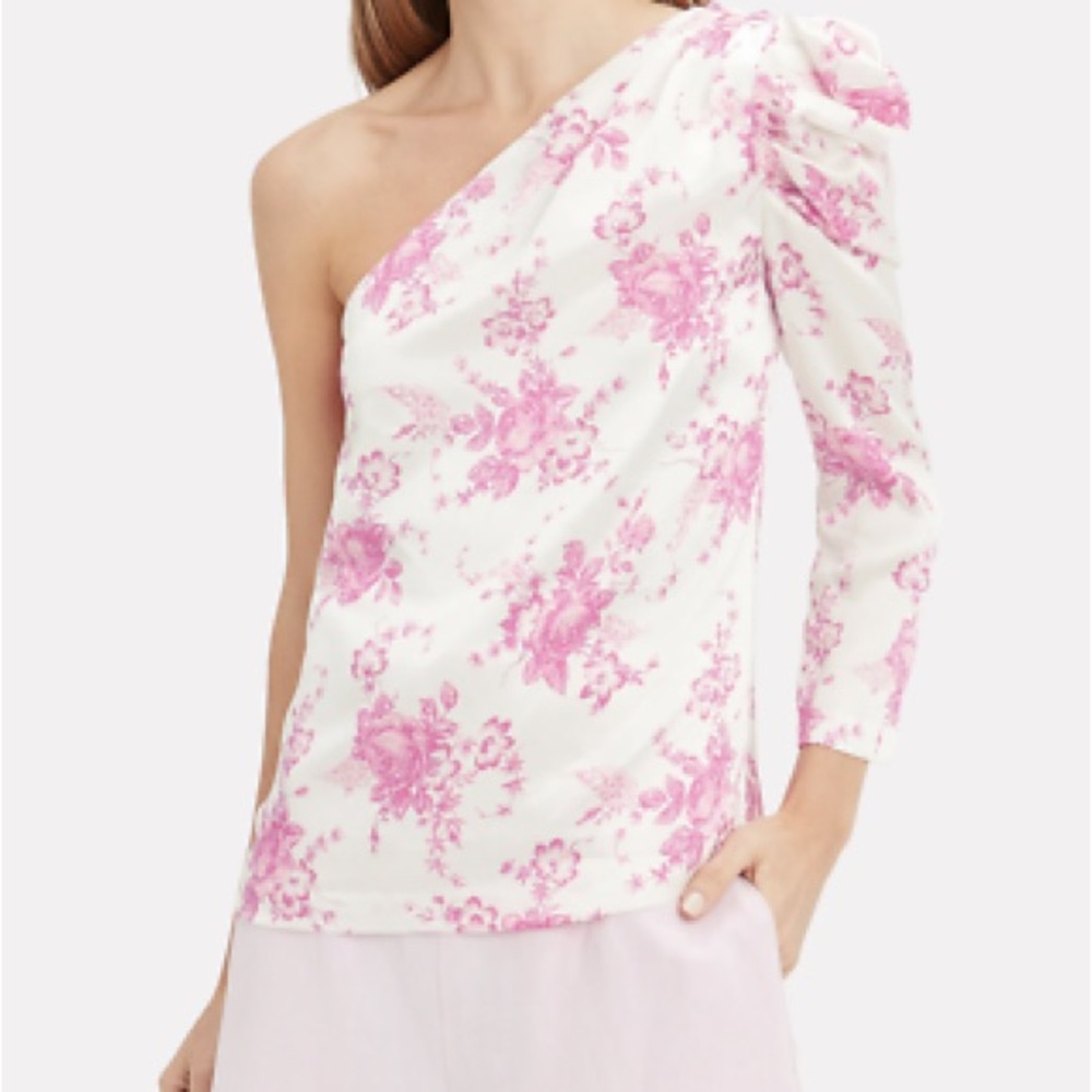 Les Reveries One Shoulder Floral Silk Top